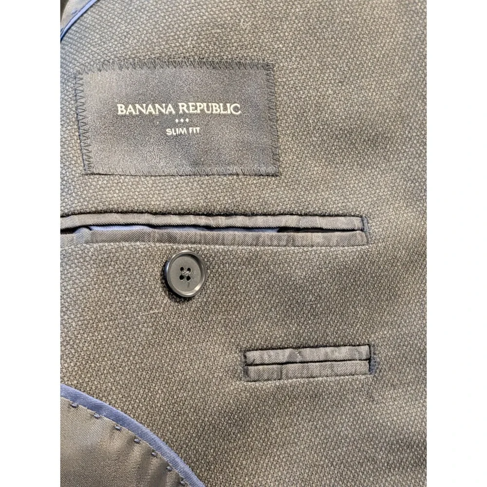 Banana Republic Blazer Mens 42R‎ Slate Gray Slim Wool Nailhead Marzotto Modern